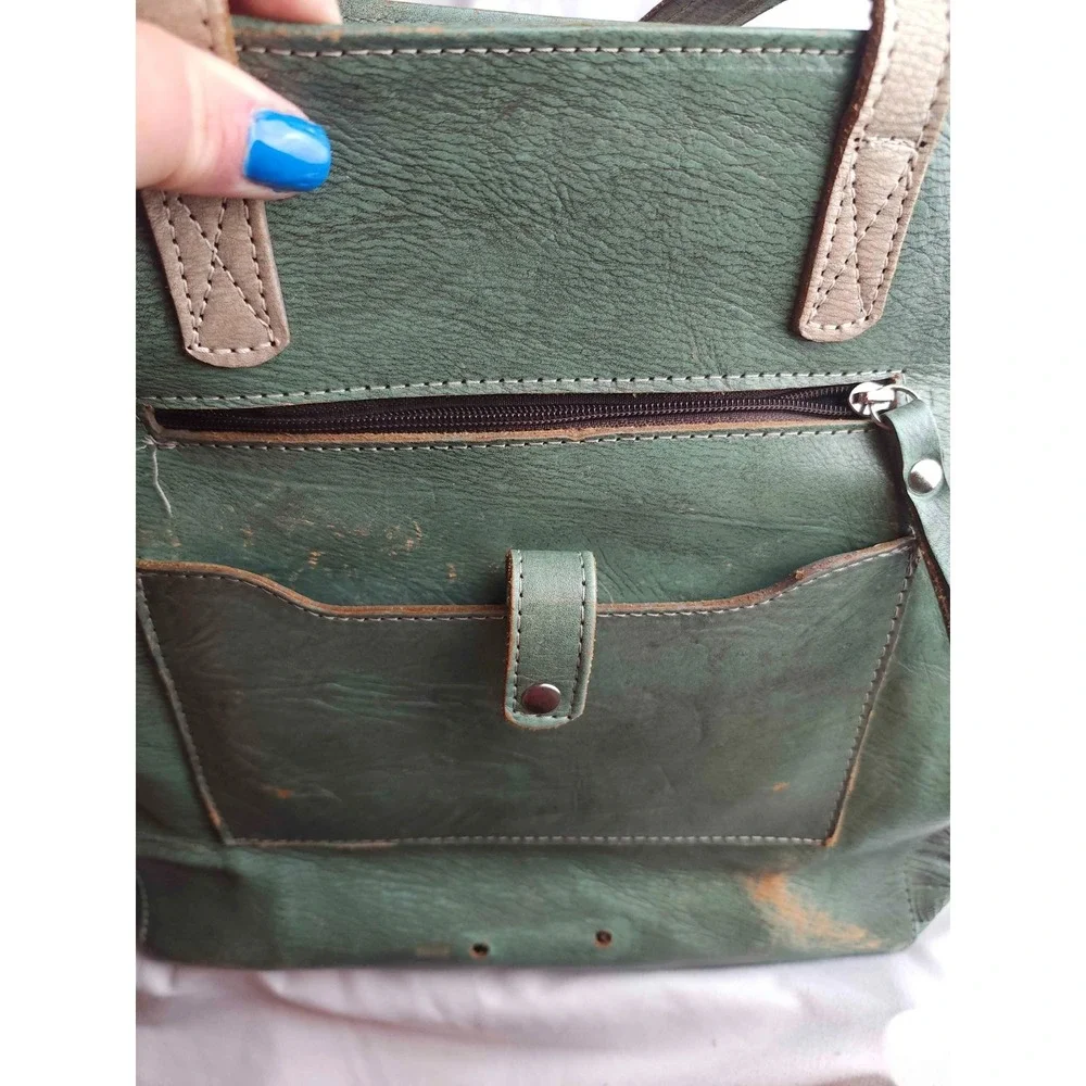 Montana West Tooled Leather Tote Bag Green‎ Southwestern Studded Western Aztec